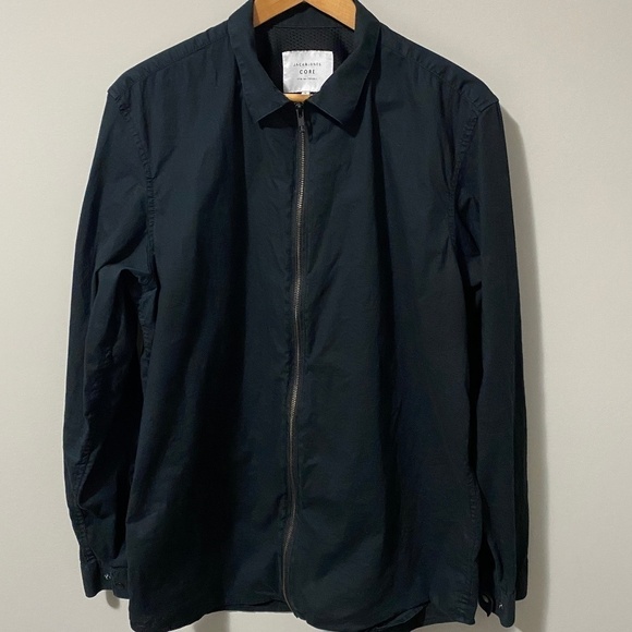 Jack & Jones Core Mens XL Black Full Zip Lightweight Shirt Jacket Outdoor Casual - Picture 1 of 12